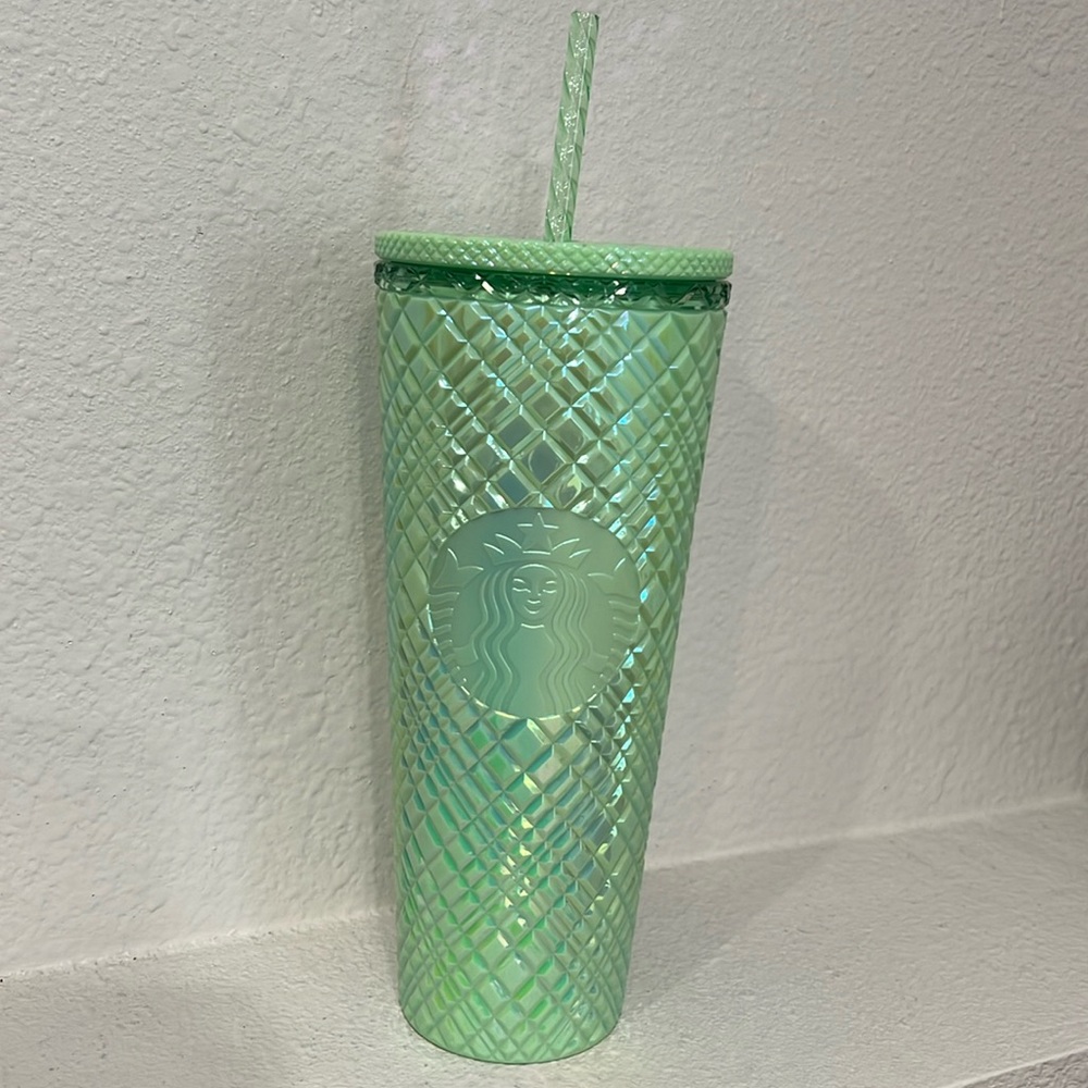 NWT Starbucks Summer 2024 Iridescent Mint Jade Green Jewel Venti Tumbler 24oz
